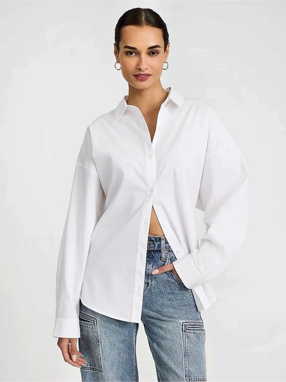 Express Stretch Cotton Poplin Oversized Shirt